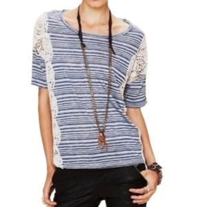 Free People boho crochet striped shirt  xs/tp